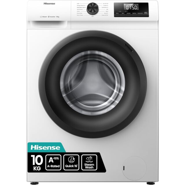 Hisense WF1Q1041BW 10kg 1400 Spin, Steam Washing Machine - White