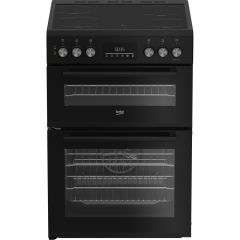 Beko EDC6731K 60cm Double Oven Electric Cooker with Vitroceramic Hob - Black