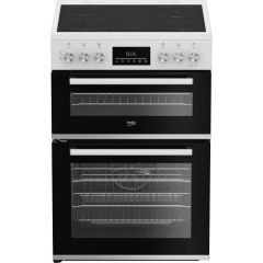 Beko EDC6731S 60cm Double Oven Electric Cooker with Vitroceramic Hob - Silver