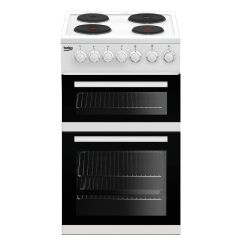 Beko EDP503W 50Cm Double Oven Cooker Solid Plates -White