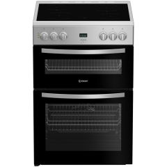 Indesit IDE6VDCS1 Electric Double Cooker With Ceramic Hob - Silver